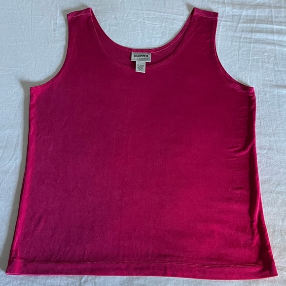 Chico's Travelers Hot Pink Knit Stretch Sleeveless Tank Scoop Neck Top Sz 3/XL - Picture 5 of 11